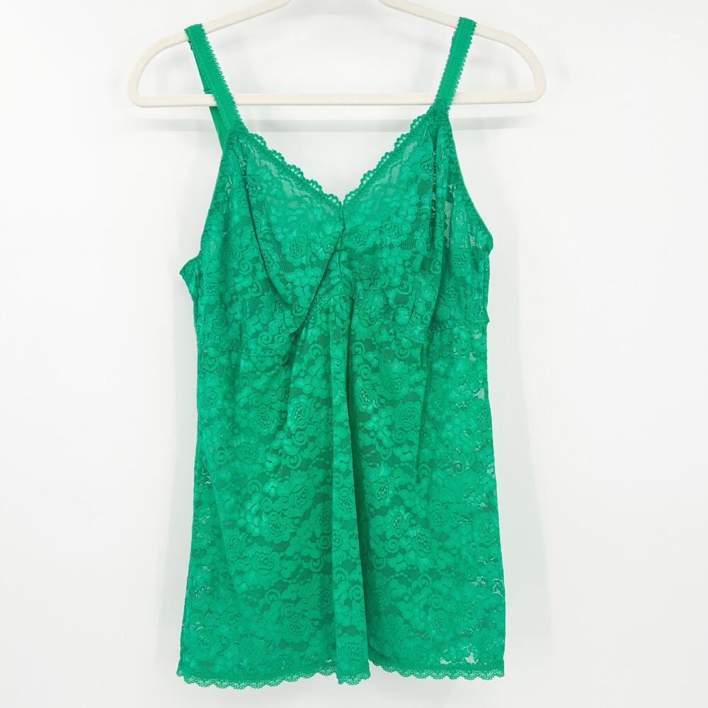 Torrid Womens Y2K Coquette V-Neck Floral Lace Camisole Cami Top Size 2X Green